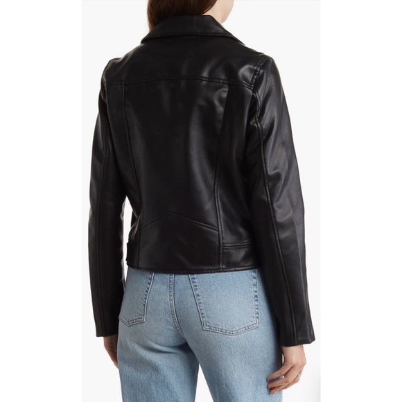 Blank NYC Black Smooth Faux Leather Moto Jacket Size Large - Picture 2 of 13